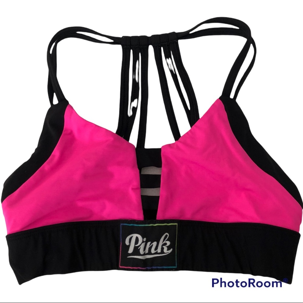 Pink Victoria’s Secret pink black sports bra